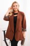 Marynarka damska Plus Size z podszewką w panterkę czekoladowa