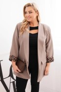 Marynarka damska Plus Size z podszewką w panterkę fango