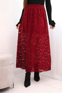 Spódnica damska z koronką i podszewką bordowa