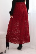 Spódnica damska z koronką i podszewką bordowa