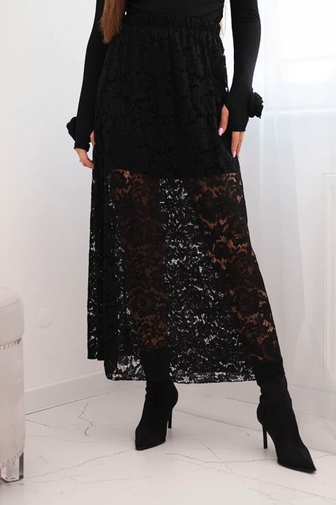 Spódnica damska z koronką i podszewką czarna