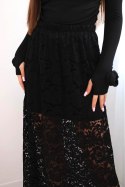 Spódnica damska z koronką i podszewką czarna