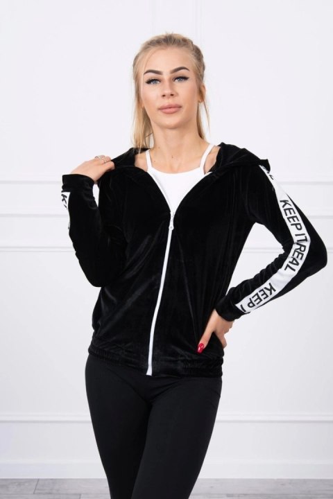 Bluza welurowa z kapturem czarna