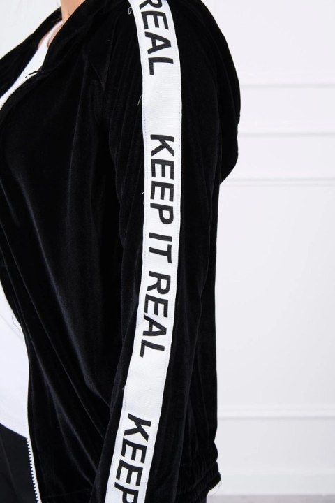 Bluza welurowa z kapturem czarna