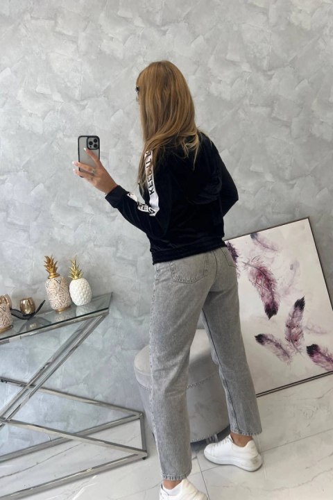 Bluza welurowa z kapturem czarna