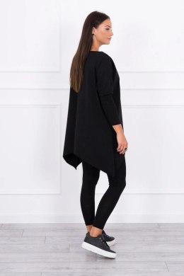 Bluzka oversize z nadrukiem tęczowych ust czarna