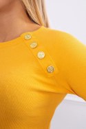 Bluzka z ozdobnymi guzikami musztardowa