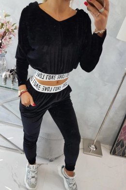 Komplet welurowy z kapturem czarny