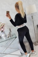 Komplet welurowy z kapturem czarny