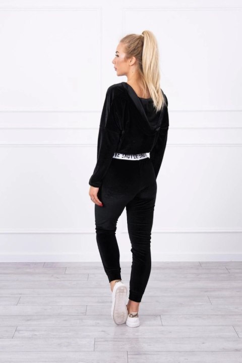 Komplet welurowy z kapturem czarny