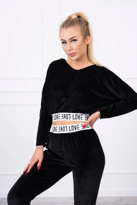 Komplet welurowy z kapturem czarny