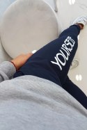 Komplet z nadrukiem Yourself biały+granatowy