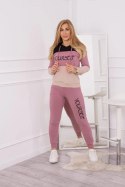 Komplet z nadrukiem Yourself czarny+ciemno różowy