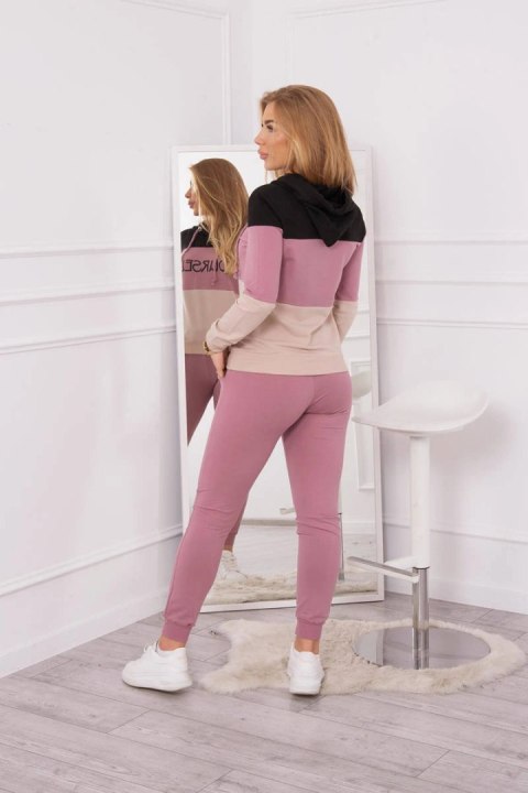 Komplet z nadrukiem Yourself czarny+ciemno różowy