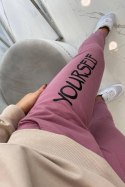 Komplet z nadrukiem Yourself czarny+ciemno różowy