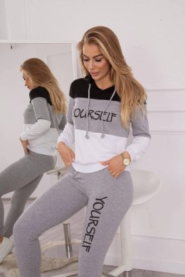Komplet z nadrukiem Yourself czarny+szary