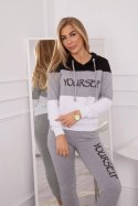 Komplet z nadrukiem Yourself czarny+szary