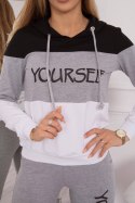 Komplet z nadrukiem Yourself czarny+szary