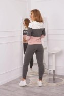 Komplet z nadrukiem Yourself ecru+grafitowy
