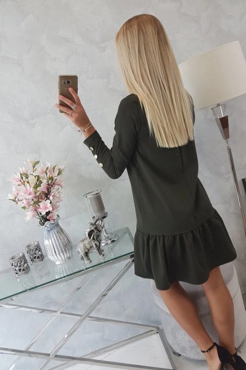 Sukienka z falbaną khaki