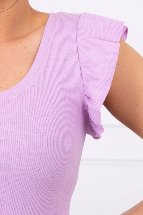 Sukienka z falbanką przy rękawie fioletowa