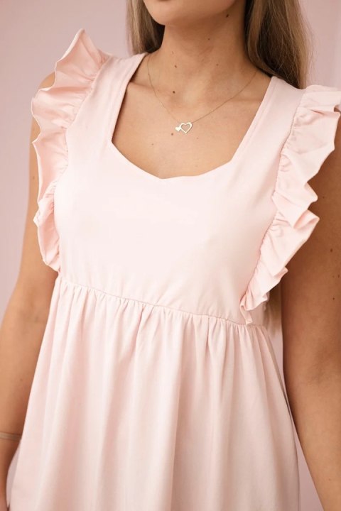 Sukienka z falbankami po bokach ciemny pudrowy róż