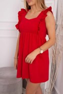 Sukienka z falbankami po bokach czerwona