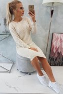 Sweter Sukienka w prążek jasno beżowa