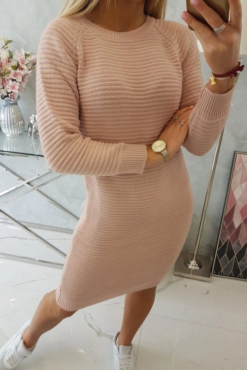 Sweter Sukienka w prążek pudrowy róż