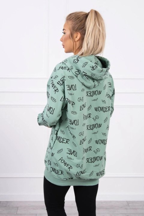 Bluza z napisami ciemno miętowa