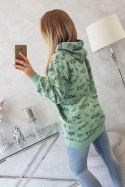 Bluza z napisami ciemno miętowa