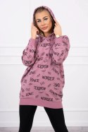 Bluza z napisami ciemno różowa