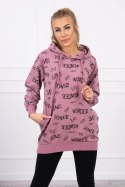 Bluza z napisami ciemno różowa