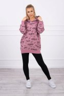 Bluza z napisami ciemno różowa