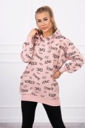 Bluza z napisami ciemny pudrowy róż