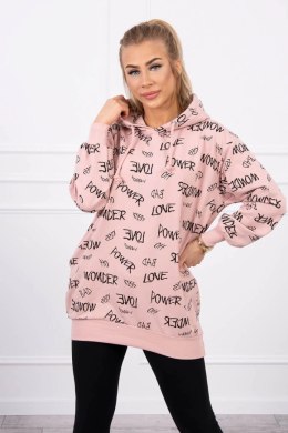 Bluza z napisami ciemny pudrowy róż