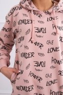 Bluza z napisami ciemny pudrowy róż