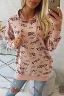 Bluza z napisami ciemny pudrowy róż