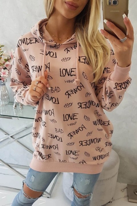 Bluza z napisami ciemny pudrowy róż