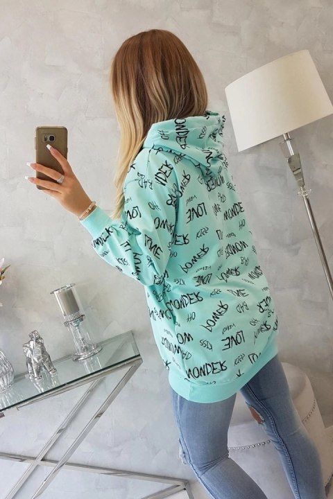 Bluza z napisami miętowy