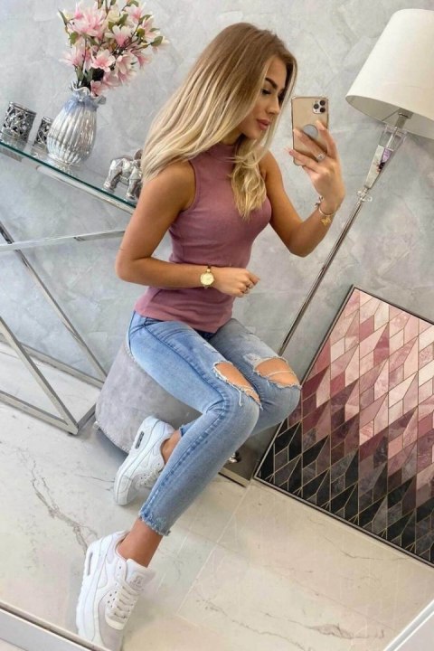 Bluzka bez rękawów ciemno różowa