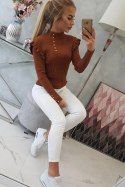 Bluzka swetrowa dopasowana z guzikami camelowa