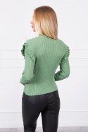 Bluzka swetrowa dopasowana z guzikami ciemno miętowa