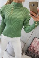 Bluzka swetrowa dopasowana z guzikami ciemno miętowa