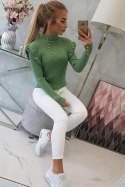 Bluzka swetrowa dopasowana z guzikami ciemno miętowa