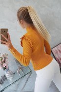 Bluzka swetrowa dopasowana z guzikami musztardowa