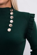 Bluzka swetrowa dopasowana z guzikami zielona