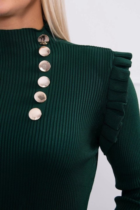 Bluzka swetrowa dopasowana z guzikami zielona