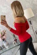 Bluzka z dekoltem V czerwona