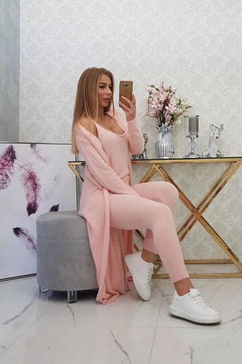 Komplet swetrowy alpaka pudrowy róż